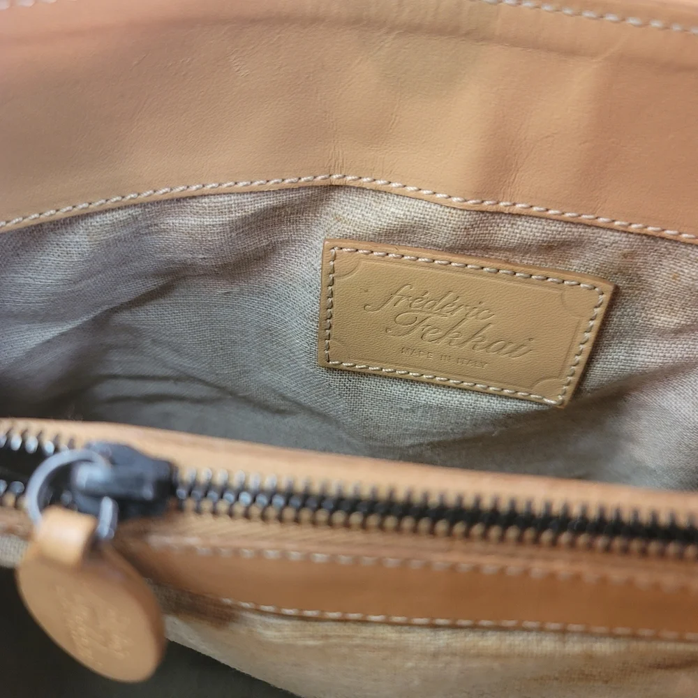 RARE Frédéric Fekkai Made in Italy Leather & Woven Raffia Handbag